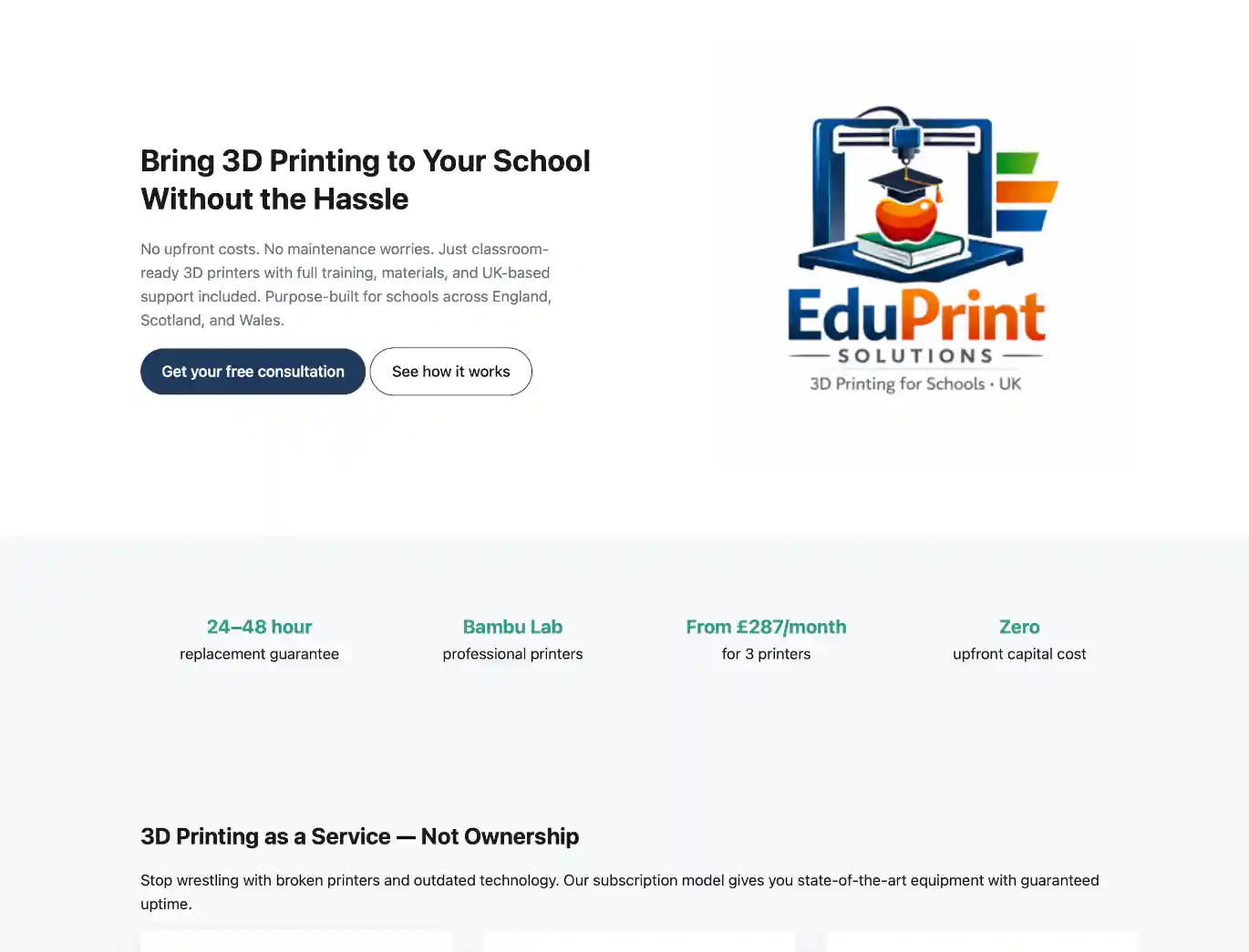 EduPrint Solutions homepage