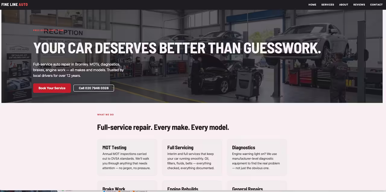 Fine Line Auto homepage